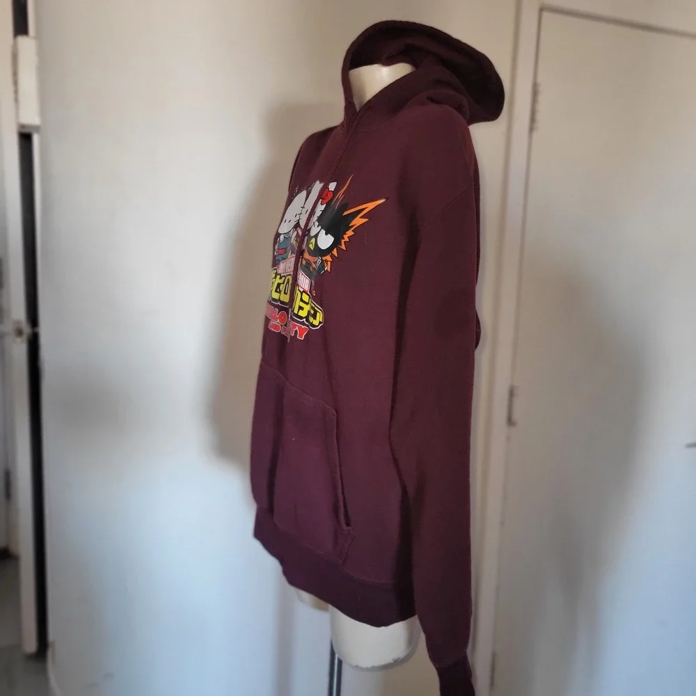 My Hero Academia Hello Kitty‎ and Friends Burgundy Hoodie sweatsuit streetwear